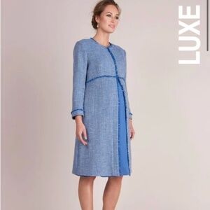 Seraphine luxe blue boucle maternity coat